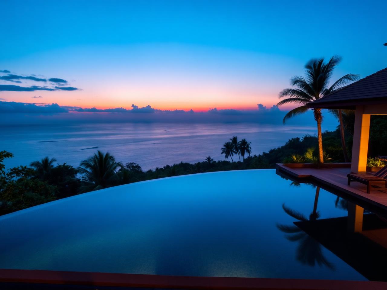 Infinity pool at blue hour